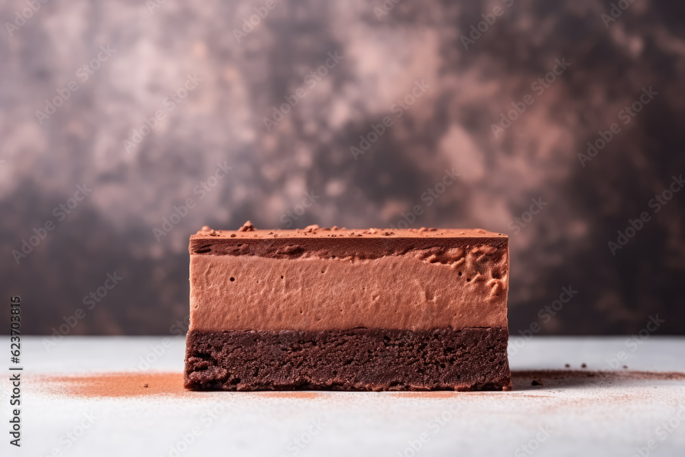 Poster minimalist delicious brownie; background with empty space for text