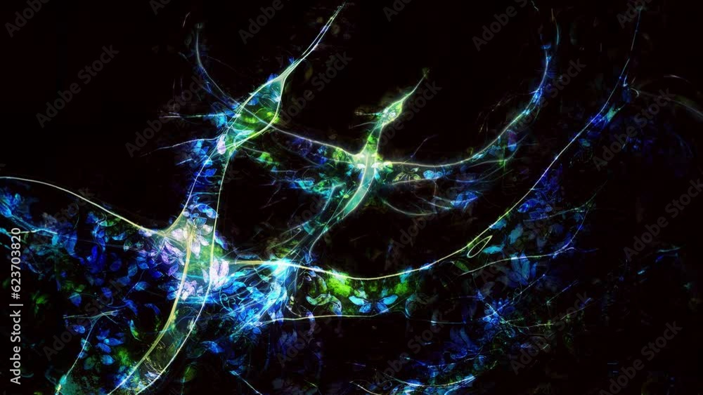 Poster Flying phoenix bird as symbol of rebirth and new beginning. Loop Animation.