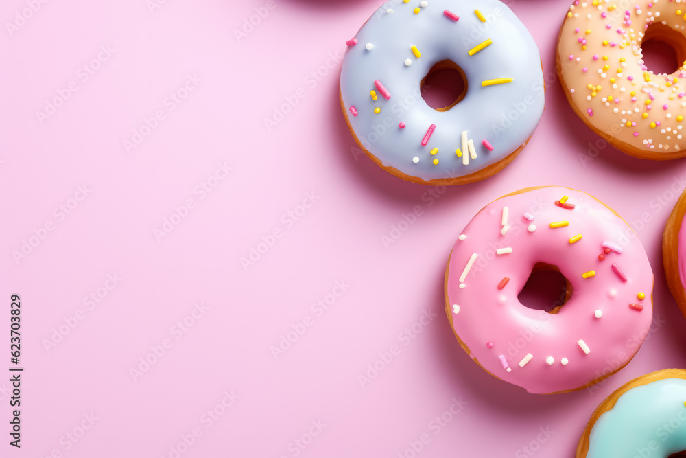 Aufkleber minimalist delicious donuts; background with empty space for text