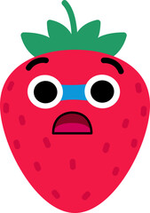Obraz premium Strawberry Face Blue Face Scared