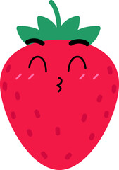 Strawberry Face Kiss Over Happy Close Eye