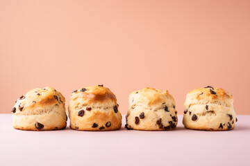 Minimalist delicious scones; background with empty space for text