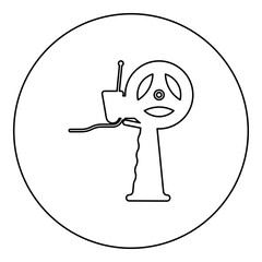 Hand dispenser for adhesive tape icon in circle round black color vector illustration image outline contour line thin style