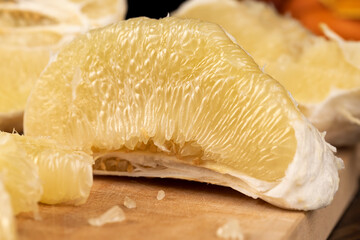sweet pomelo close-up without peel