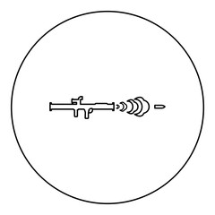 Shot from the bazouka anti tank system icon in circle round black color vector illustration image outline contour line thin style