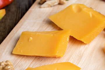 Sliced hard cheese made from milk