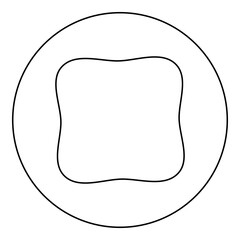 Square have rounded corners rectangle shape icon in circle round black color vector illustration image outline contour line thin style