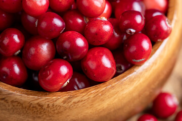 Wild marsh red cranberries during cooking