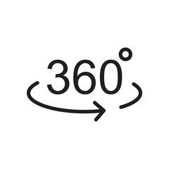 360 degree icon. 360 degree flat sign design. 360 symbol pictogram. UX UI icon