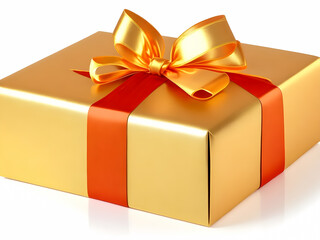 Golden gift box on white background.generative ai