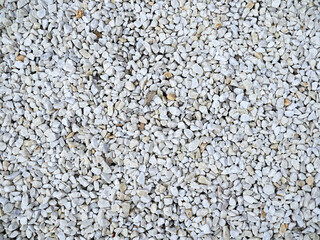 Texture of small white stones. Stones for landscape design