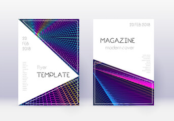 Triangle cover design template set. Rainbow abstra