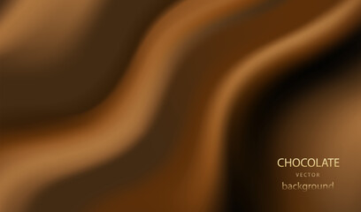 Chocolate fluid splash texture. Cocoa or coffee cream sweet food delicious background. Modern gold and brown waves design.	
