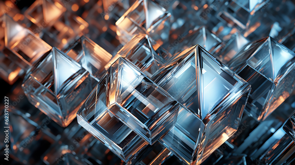 Poster amazing macro closeup of geometric crystal structure. ai generative