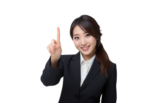 指をさす女性会社員：AI生成画像