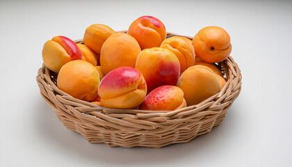 Fresh apricots on a bowl with white table