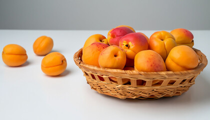 Fresh Apricot fruits on white table background