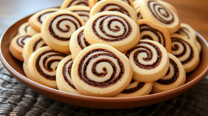 Fototapeta premium Pinwheel Cookies Kekse im Windrad-Design, mit Schokoladenfüllung with Generative AI