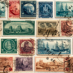 Seamless Texture Collection of Diverse Postage Stamps Created Using Artificial Intelligence