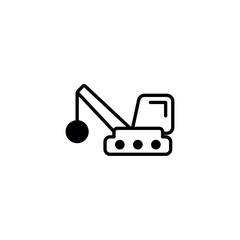 Wrecking Ball Crane icon design with white background stock illustration