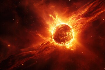 Obraz premium Solar flare erupting from a distant sun