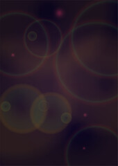 Vector Magical Gold Shine Background with Bokeh Blurred Glowing Circles on Black. Starlight Fog Texture. Glitter Holiday Print. Christmas and New Year Design. Glowing Light on Dark Purple. 