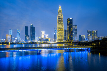 Fototapeta na wymiar Night view of Houhai CBD in Shenzhen, China