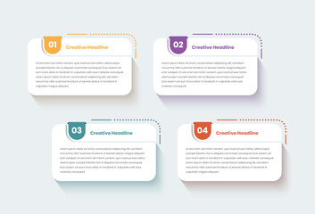 Long text presentation simple steps infographic template design with long shadow