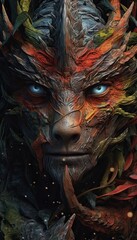 Close-Up Head of Mystical Epic Medieval-Inspired Poster with Vibrant Colors AI Generated