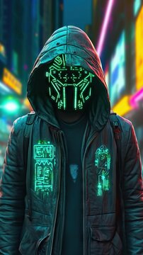 Cyberpunk Green Colors Skull Wallpaper AI Generated