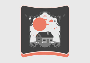 Obraz premium Colorful flat illustration of a simple house