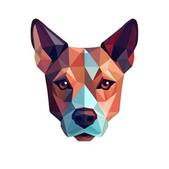 Modern and Minimalistic Geometric Dog Head on White Background AI Generated