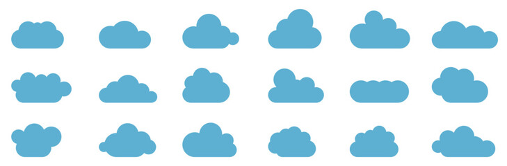 Clouds in the sky. Abstract blue cloud set isolated on white background. Vector illustration.