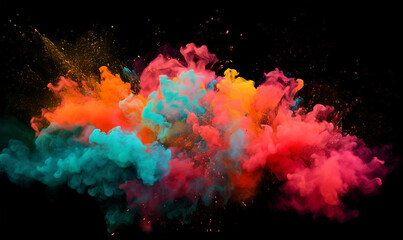 黒背景　煙　カラフル　ペイント