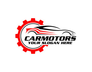 Sports car logo icon set. Motor vehicle silhouette emblems. Auto garage dealership brand identity design elements. Vector illustrations.