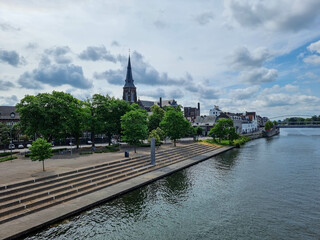 view of the city maastricht with the river maas in the foreground