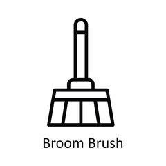 Broom Brush Vector outline Icon Design illustration. Kitchen and home  Symbol on White background EPS 10 File