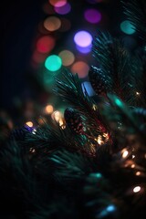 Obraz na płótnie Canvas Christmas tree branches with colorful lights