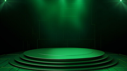 Green Display presentation Podium Background. Generative AI.