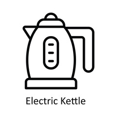 Electric Kettle Vector outline Icon Design illustration. Kitchen and home  Symbol on White background EPS 10 File