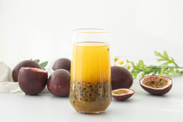 fresh passion fruit juice isolated