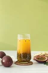 fresh passion fruit juice isolated