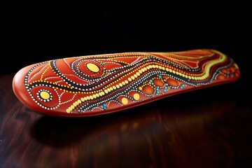 Traditional Australian Aboriginal dot painting on boomerang - obrazy, fototapety, plakaty