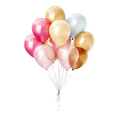 colorful balloons isolated on transparent background cutout - obrazy, fototapety, plakaty