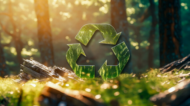 recycling symbol with the fores on background