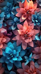 Colorful Abstract 3D Fractal Flowers Wallpaper AI Generated