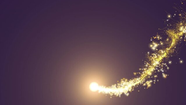 Animation of glowing yellow shooting star on black background