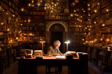 student in the library