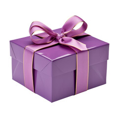 Obraz premium purple gift box isolated on transparent background cutout