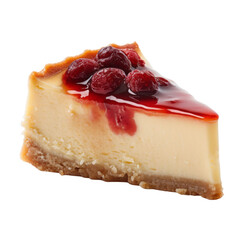 a cheesecake with berries isolated on transparent background cutout